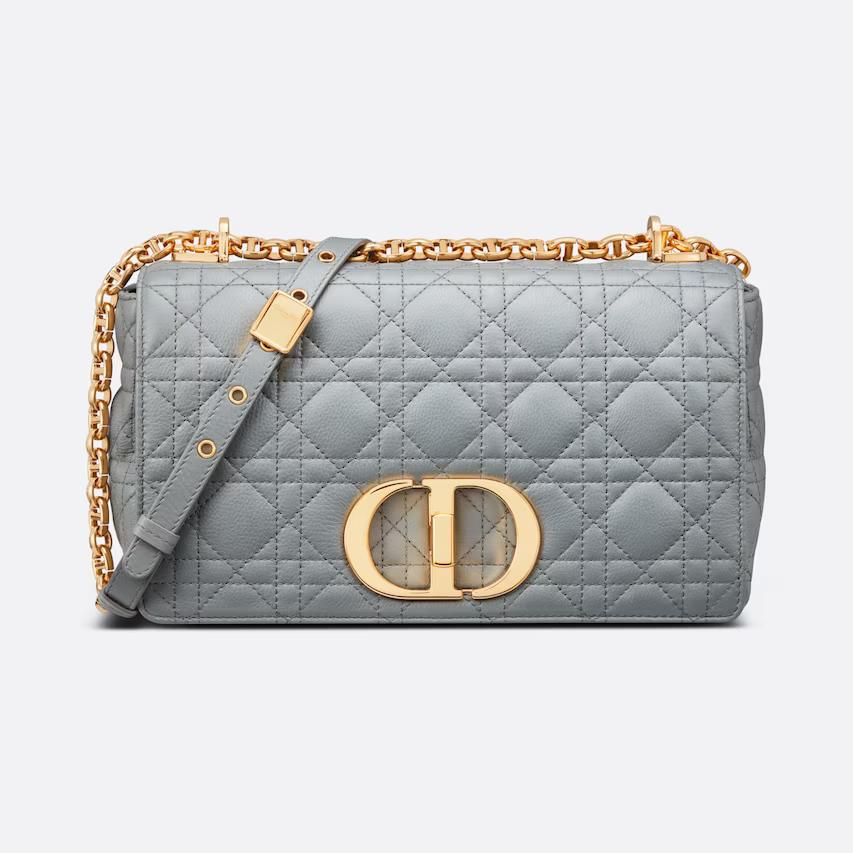 Túi Dior Medium Dior Caro Bag Stone Gray Supple Cannage Calfskin