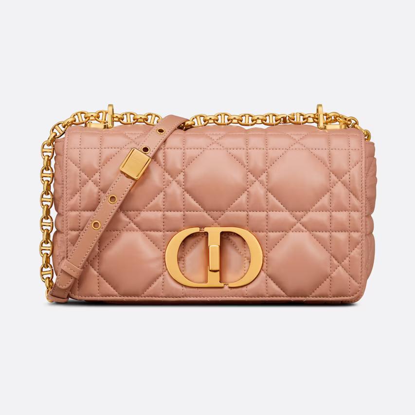 Túi Dior Medium Dior Caro Bag Rose Des Vents Quilted Macrocannage Calfskin