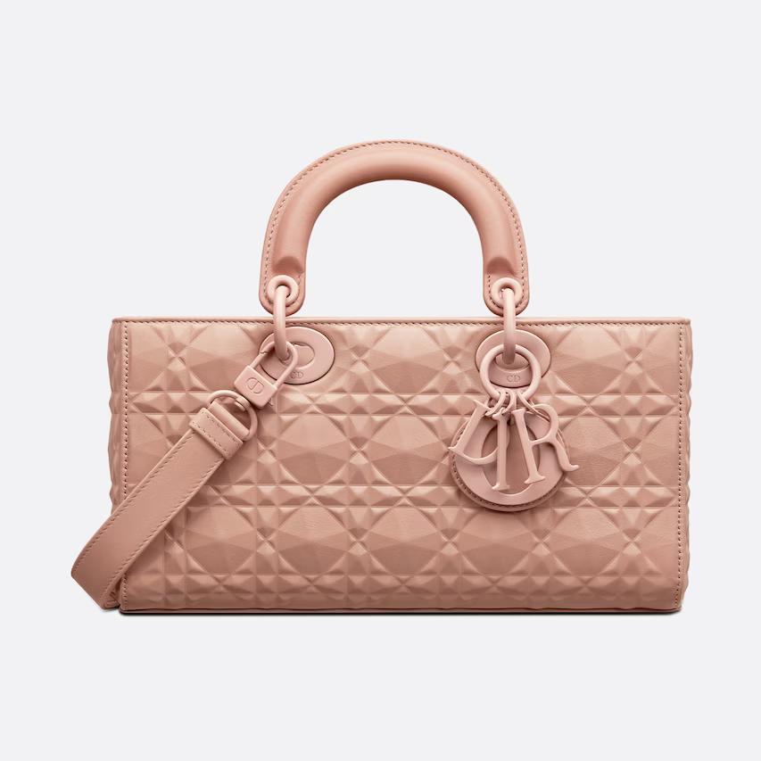 Túi Dior Medium Lady D-Joy Bag Rose Des Vents Cannage Calfskin With Diamond Motif