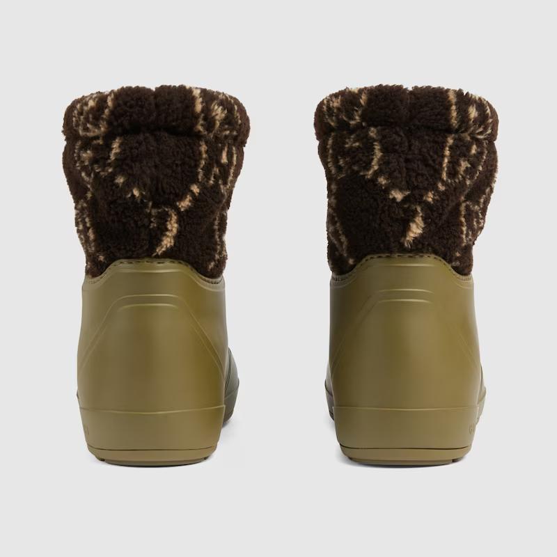 Giày Gucci Ankle Boot With Gg Fuzzy Fabric Nam Nâu