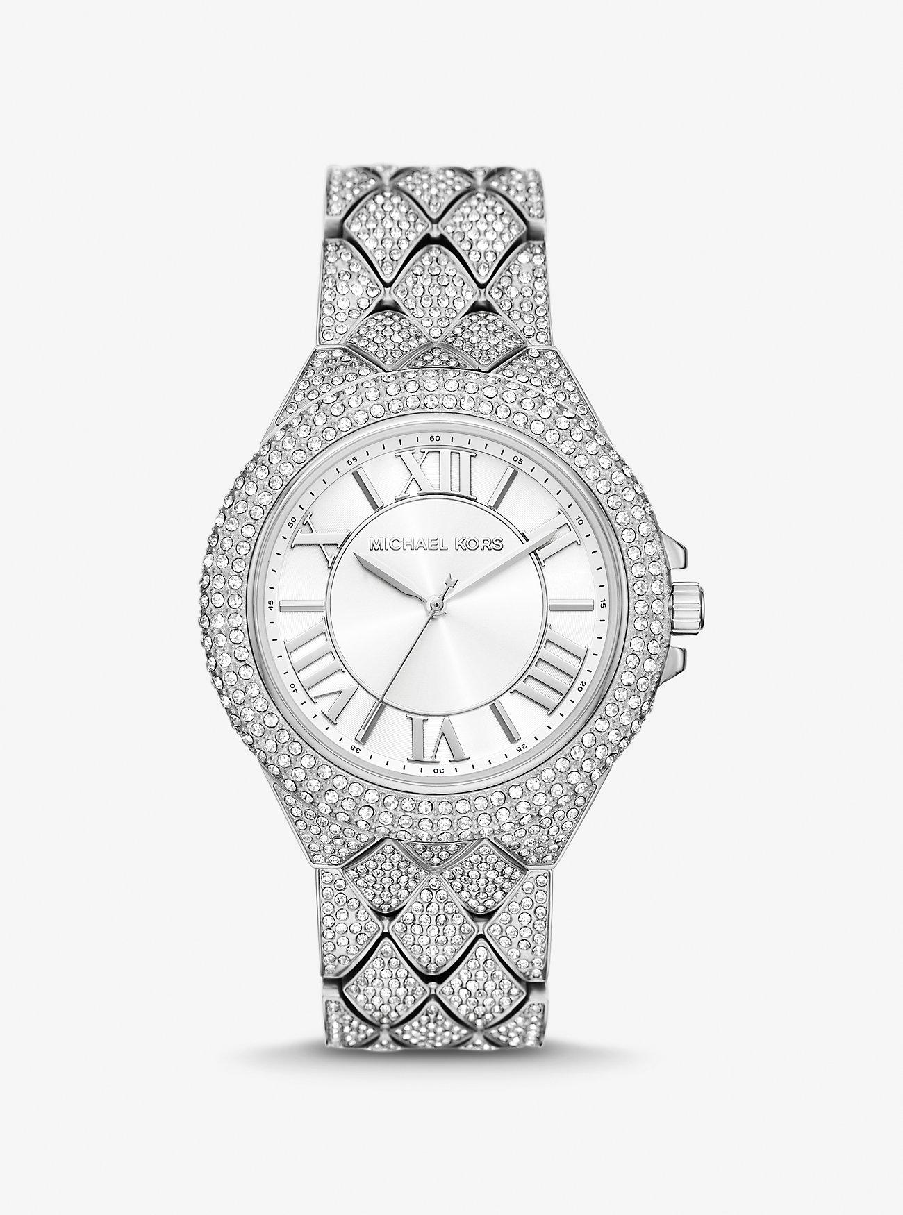 Đồng Hồ Michael Kors Oversized Camille Pavé Silver-Tone Watch Nữ Bạc Trắng