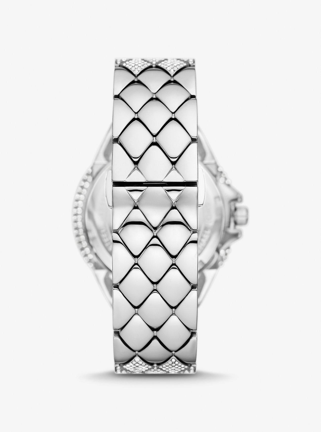 Đồng Hồ Michael Kors Oversized Camille Pavé Silver-Tone Watch Nữ Bạc Trắng