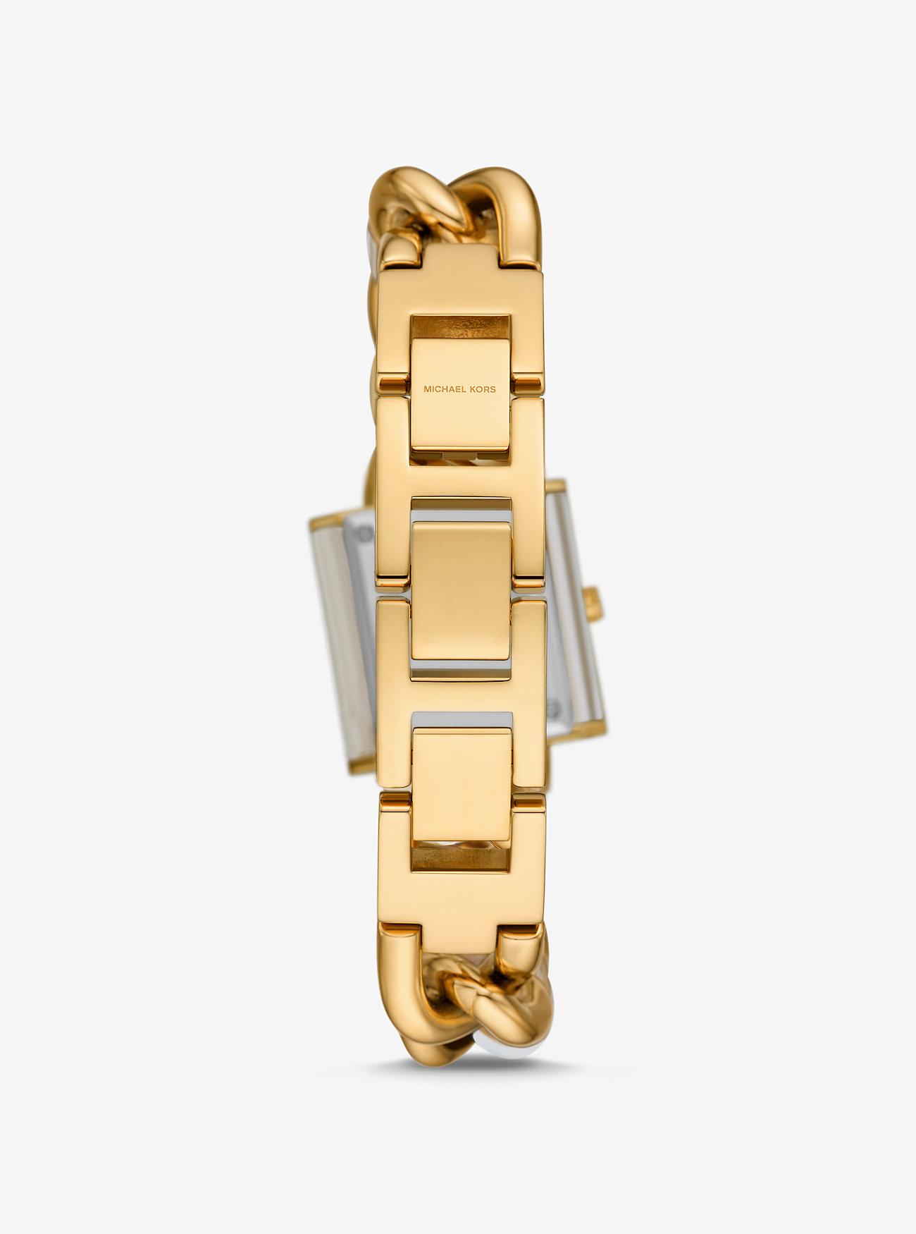 Đồng Hồ Michael Kors Petite Lock Pavé Gold-Tone And Acetate Chain Watch Nữ Vàng