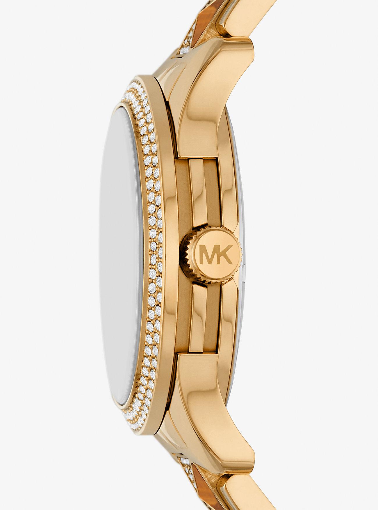 Đồng Hồ Michael Kors Runway Pavé Gold-Tone And Tiger'S Eye Watch Nữ Vàng