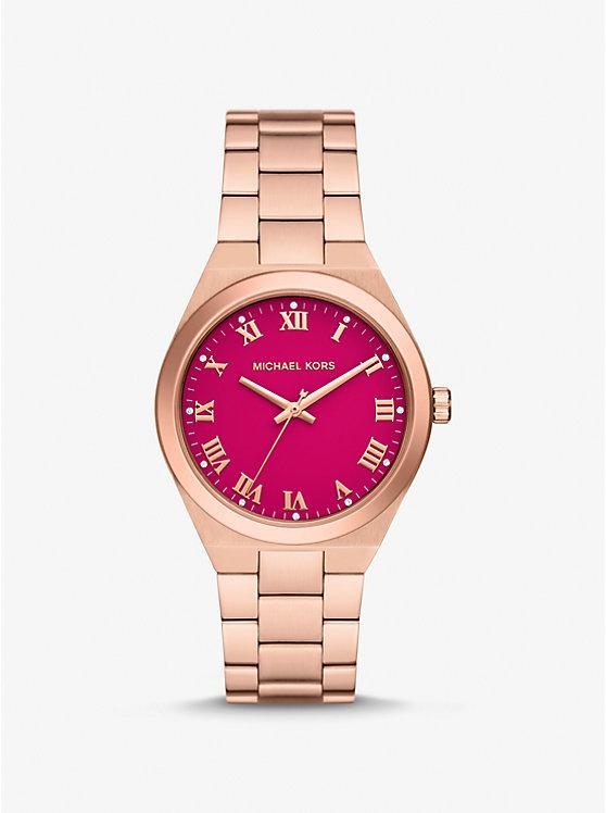 Đồng Hồ Michael Kors Lennox Rose Gold-Tone Watch Nữ Hồng