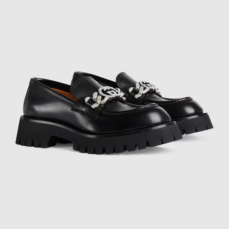 Giày Gucci Lug Sole Loafer Nữ Đen