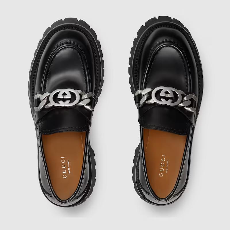 Giày Gucci Lug Sole Loafer Nữ Đen