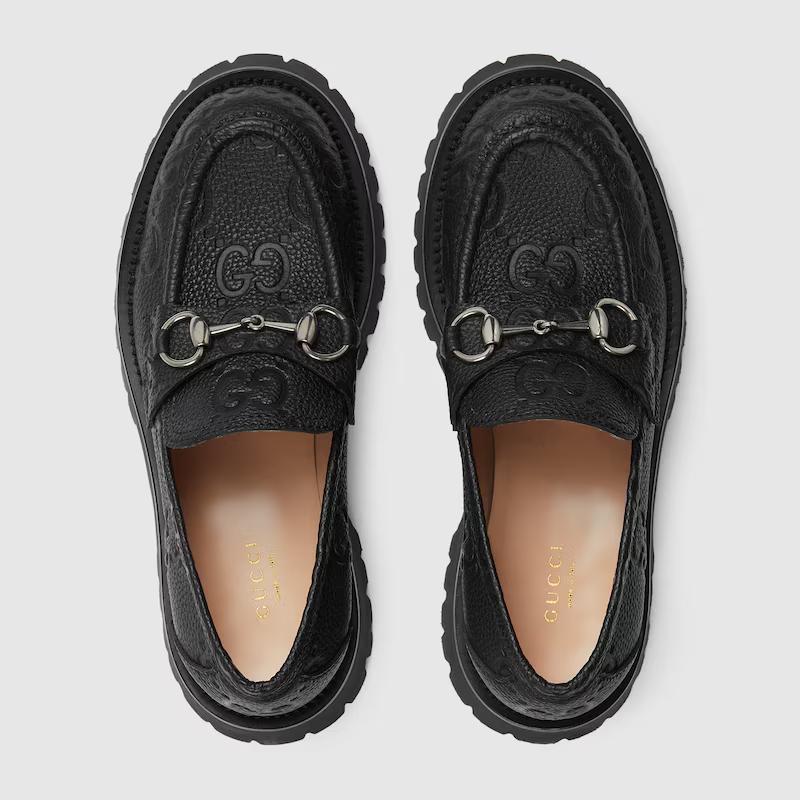 Giày Gucci Gg Lug Loafer With Horsebit Nữ Đen