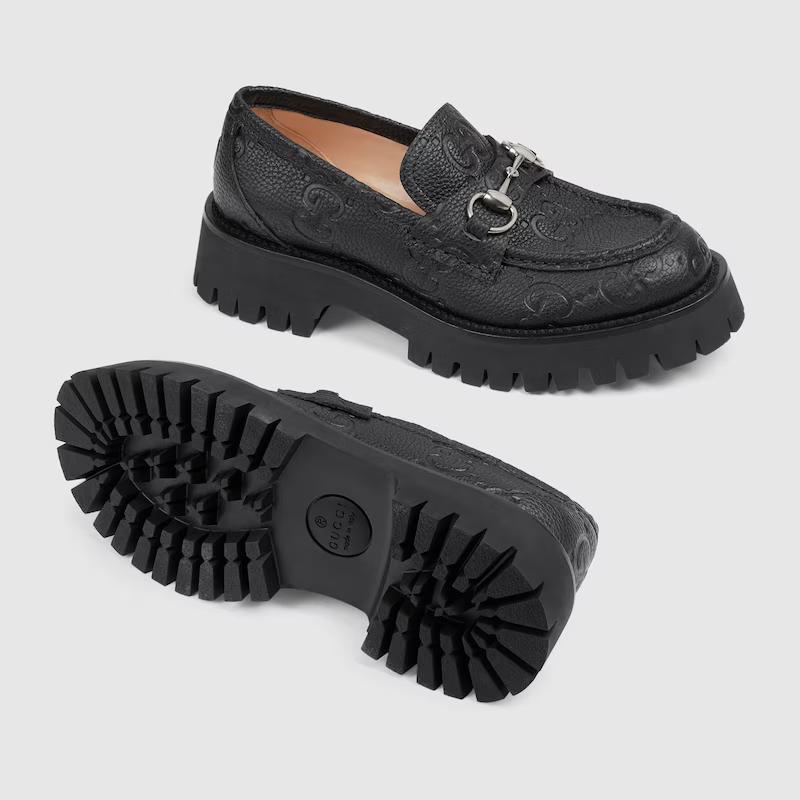 Giày Gucci Gg Lug Loafer With Horsebit Nữ Đen