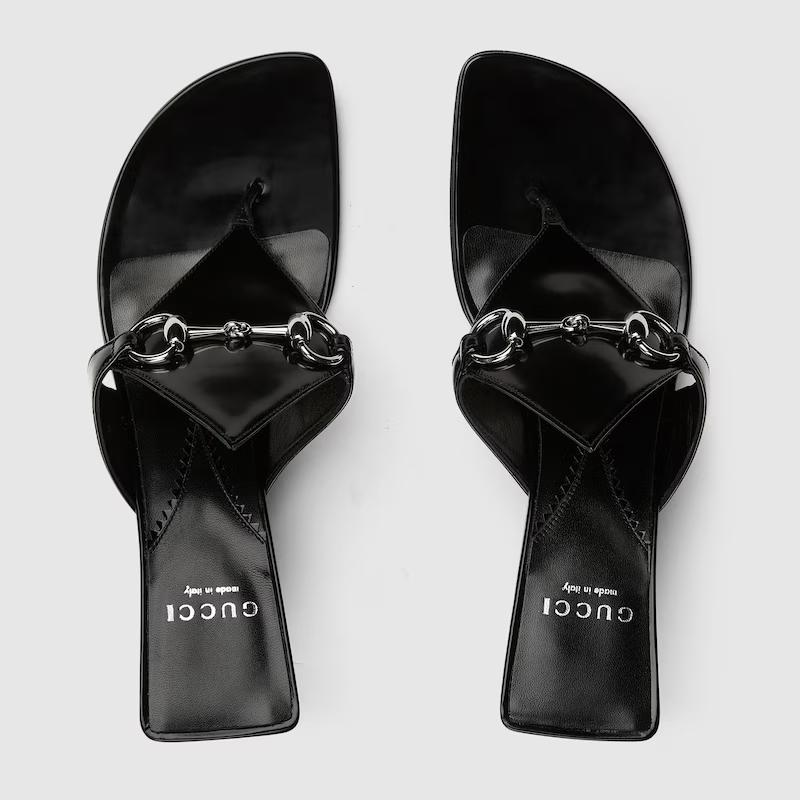 Giày Gucci Thong Sandal With Horsebit Nữ Đen