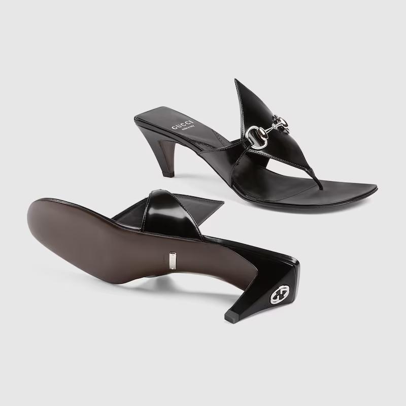 Giày Gucci Thong Sandal With Horsebit Nữ Đen