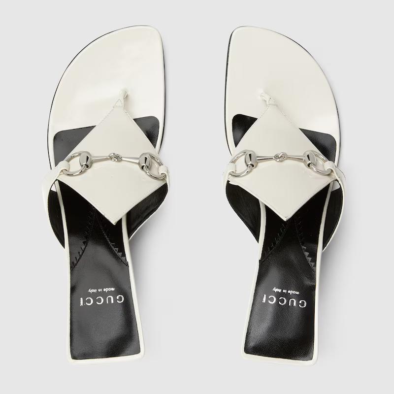 Giày Gucci Thong Sandal With Horsebit Nữ Trắng