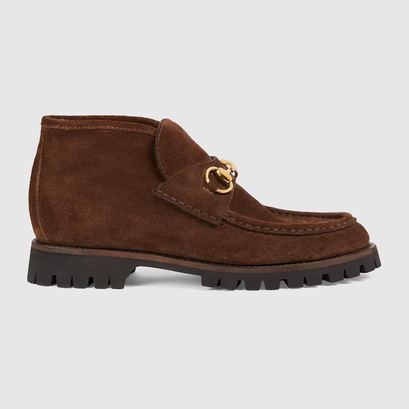 Giày Gucci Horsebit Ankle Boot Nữ Nâu