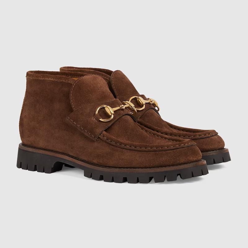 Giày Gucci Horsebit Ankle Boot Nữ Nâu