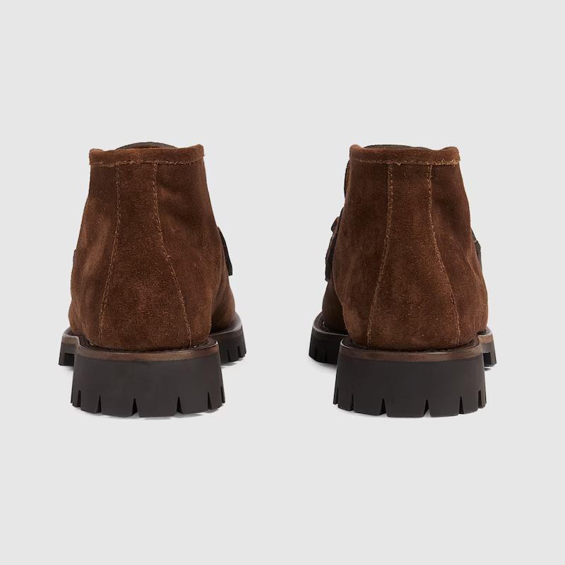 Giày Gucci Horsebit Ankle Boot Nữ Nâu