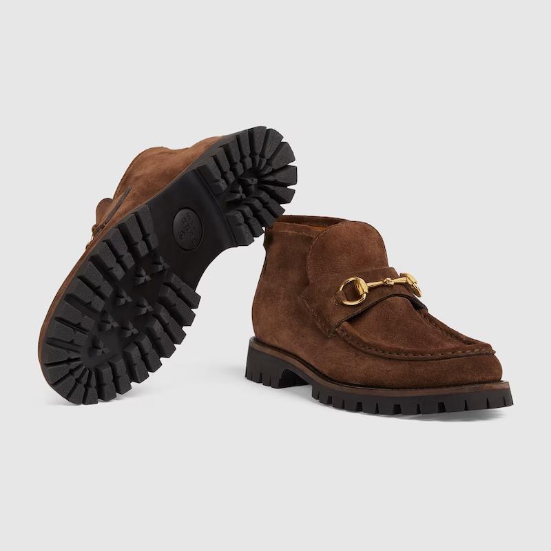 Giày Gucci Horsebit Ankle Boot Nữ Nâu