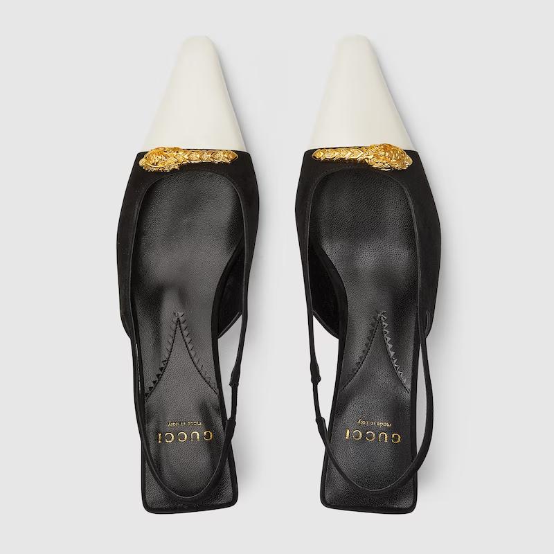 Giày Gucci Pump With Tiger Head Nữ Đen Trắng