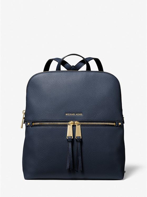 Túi Michael Kors Rhea Medium Pebbled Slim Backpack Nữ Xanh Navy