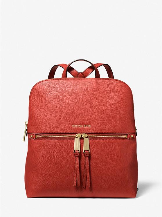 Túi Michael Kors Rhea Medium Pebbled Slim Backpack Nữ Đỏ