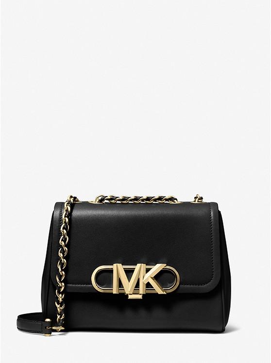 Túi Michael Kors Parker Medium Leather Shoulder Bag Nữ Đen Vàng