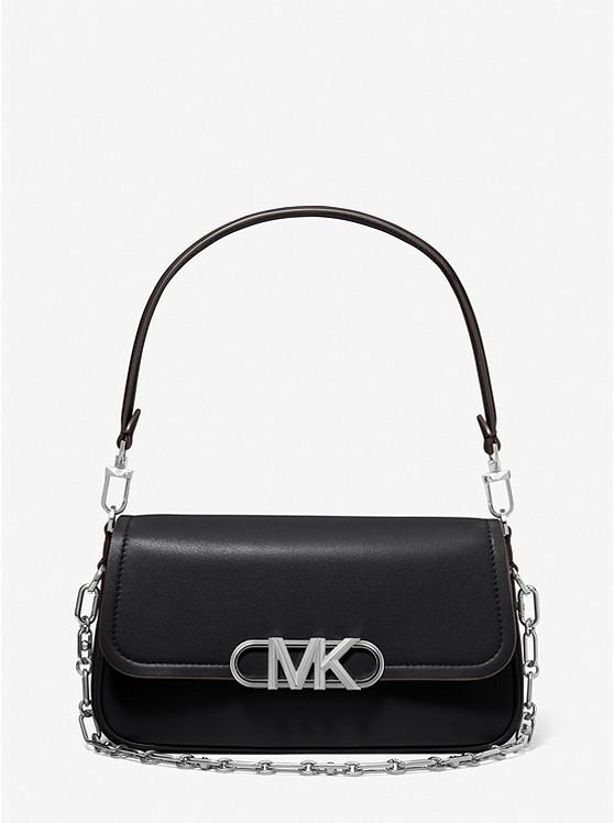 Túi Michael Kors Parker Medium Leather Shoulder Bag Nữ Đen Bạc