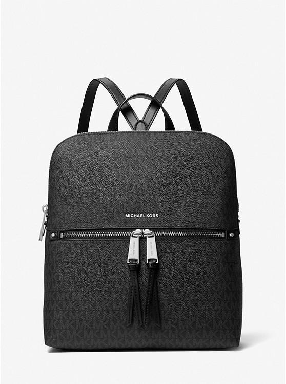 Túi Michael Kors Rhea Medium Logo Slim Backpack Nữ Đen