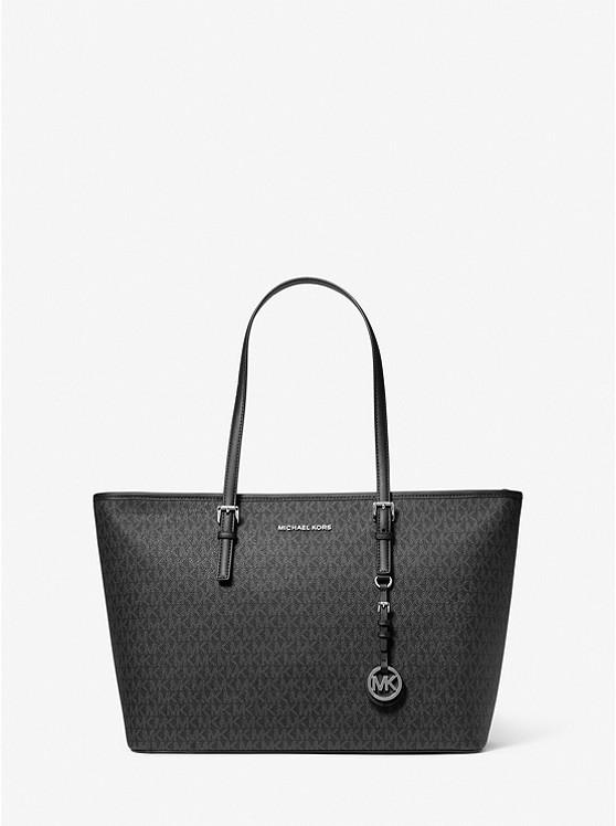 Túi Michael Kors Jet Set Travel Medium Logo Top-Zip Tote Bag Nữ Đen