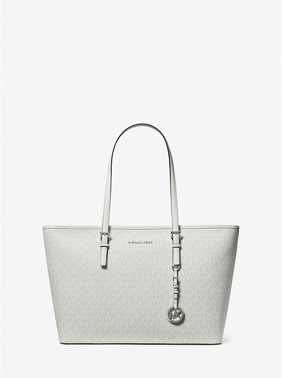 Túi Michael Kors Jet Set Travel Medium Logo Top-Zip Tote Bag Nữ Trắng