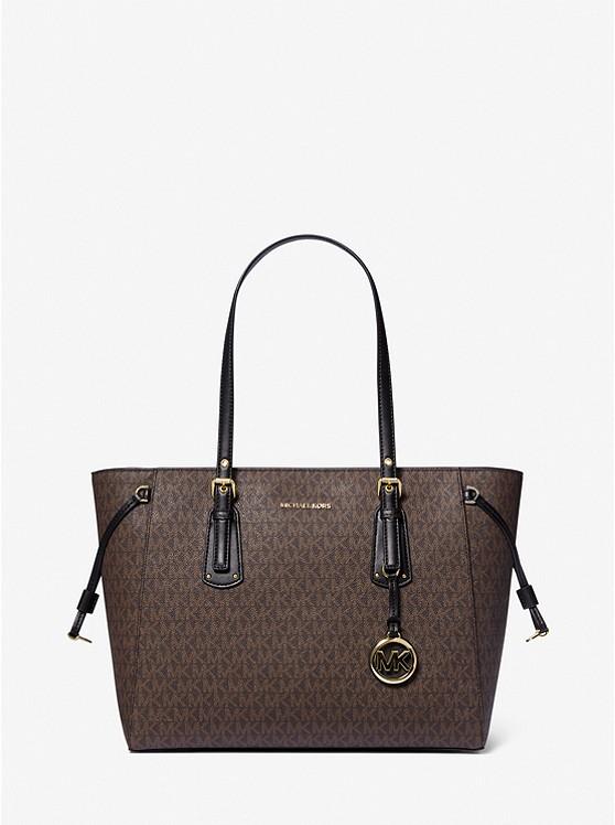 Túi Michael Kors Marilyn Medium Logo Tote Bag Nữ Nâu Đen