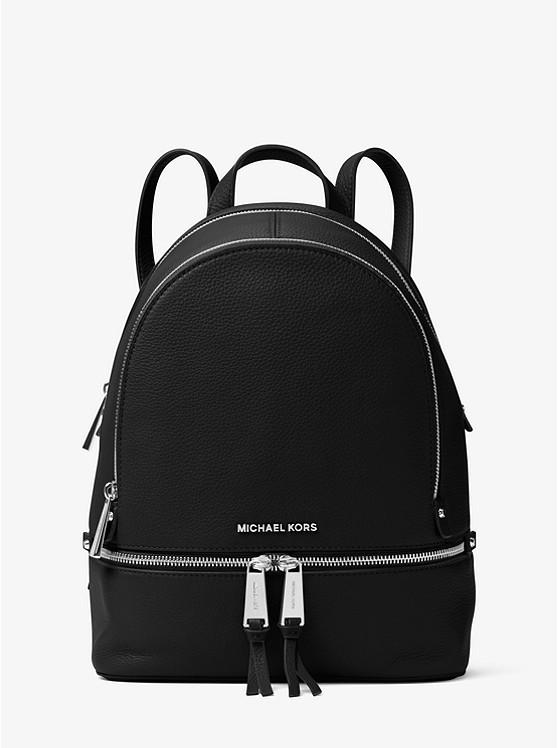 Túi Michael Kors Rhea Medium Leather Backpack Nữ Đen