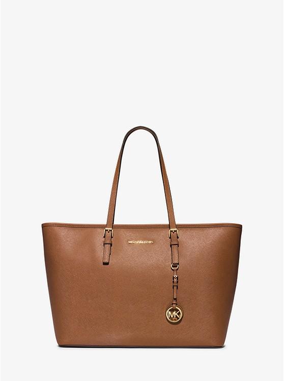 Túi Michael Kors Jet Set Medium Saffiano Leather Top-Zip Tote Bag Nữ Nâu