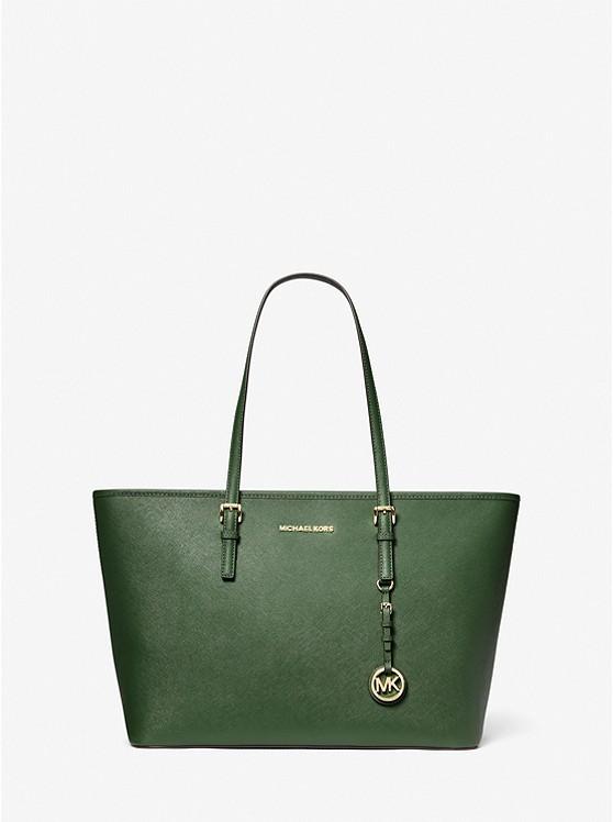 Túi Michael Kors Jet Set Medium Saffiano Leather Top-Zip Tote Bag Nữ Xanh Lá