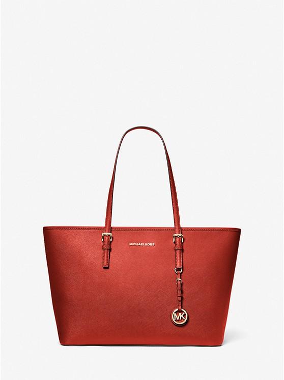 Túi Michael Kors Jet Set Medium Saffiano Leather Top-Zip Tote Bag Nữ Đỏ