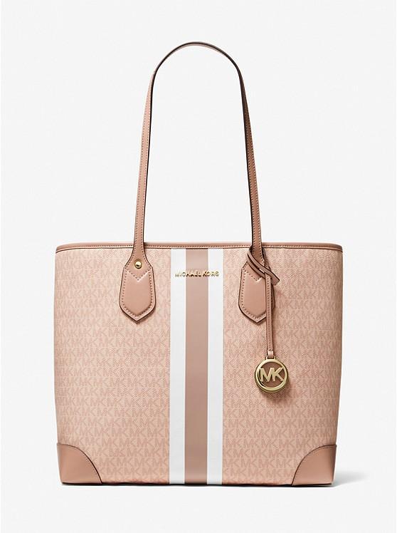 Túi Michael Kors Eva Large Logo Stripe Tote Bag Nữ Hồng