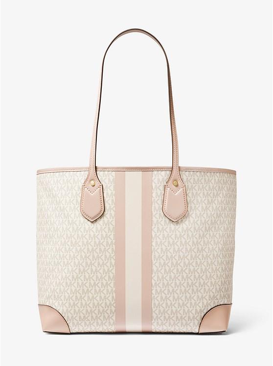 Túi Michael Kors Eva Large Logo Stripe Tote Bag Nữ Trắng