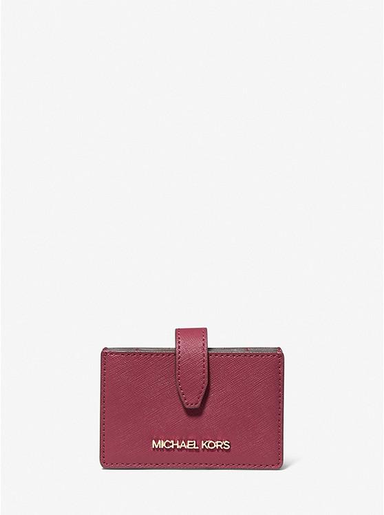 Túi Michael Kors Jet Set Travel Medium Saffiano Leather Accordion Card Case Nữ Hồng Tím