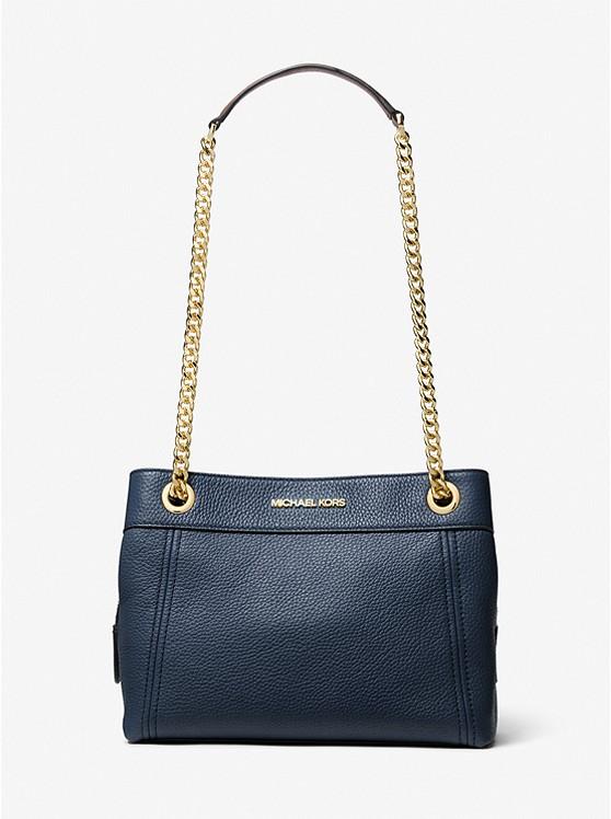 Túi Michael Kors Jet Set Medium Pebbled Leather Chain Shoulder Bag Nữ Xanh Navy