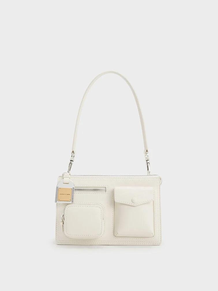 Túi Charles & Keith Austen Multi-Pocket Shoulder Bag Nữ Trắng