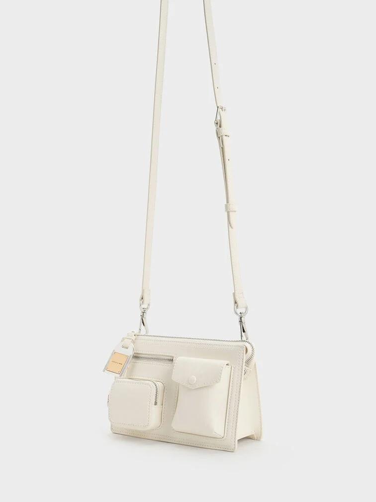 Túi Charles & Keith Austen Multi-Pocket Shoulder Bag Nữ Trắng