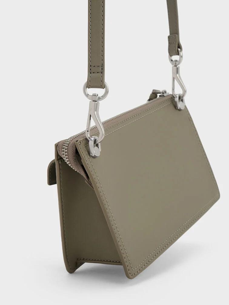 Túi Charles & Keith Austen Multi-Pocket Shoulder Bag Nữ Khaki