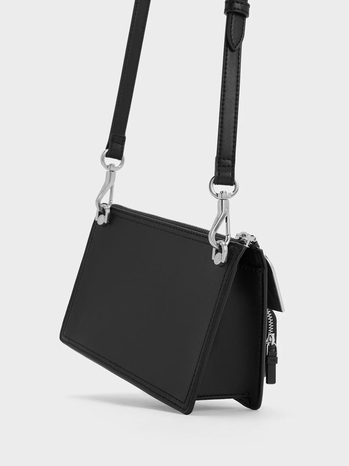 Túi Charles & Keith Austen Multi-Pocket Shoulder Bag Nữ Đen