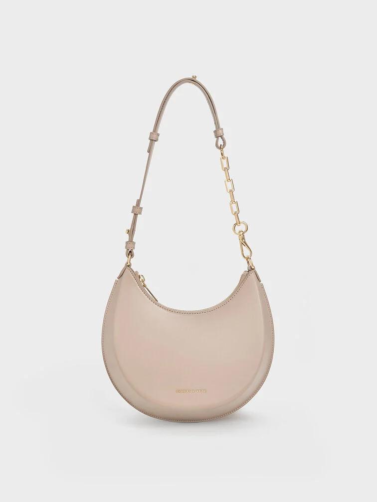 Túi Charles & Keith Olivia Moon Bag Nữ Nâu