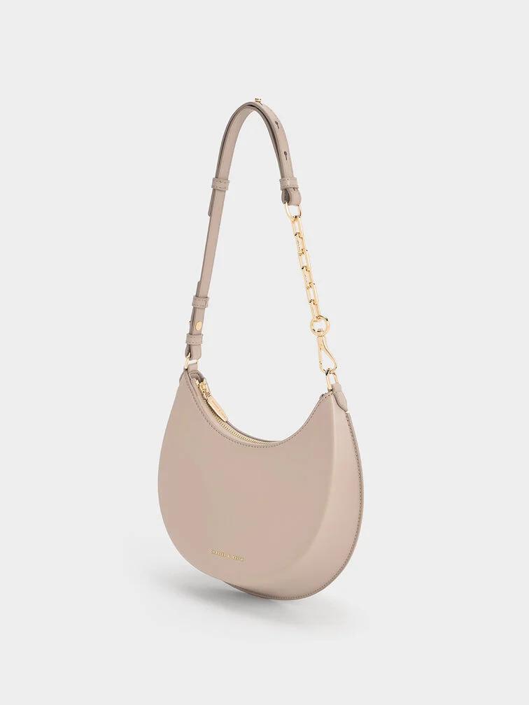 Túi Charles & Keith Olivia Moon Bag Nữ Nâu