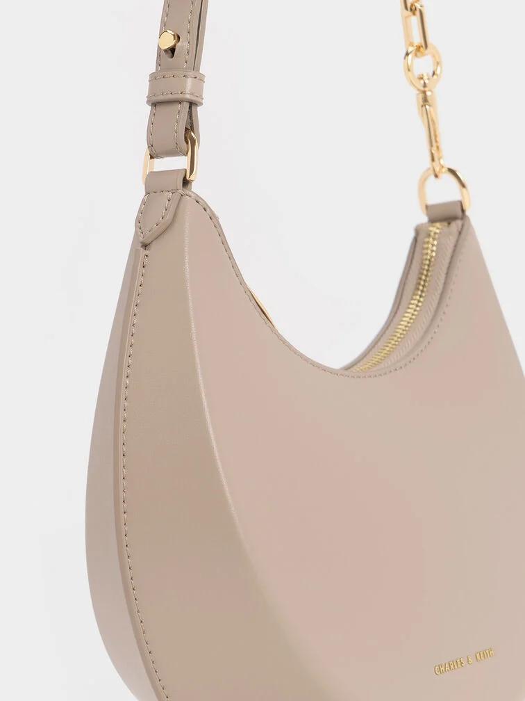 Túi Charles & Keith Olivia Moon Bag Nữ Nâu