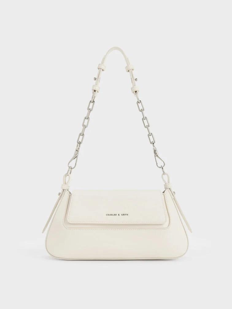 Túi Charles & Keith Olivia Trapeze Shoulder Bag Nữ Trắng