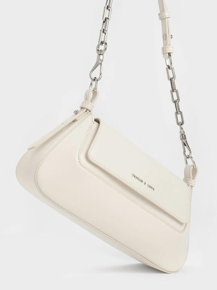 Túi Charles & Keith Olivia Trapeze Shoulder Bag Nữ Trắng