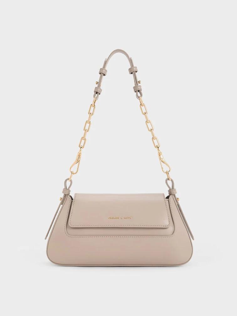 Túi Charles & Keith Olivia Trapeze Shoulder Bag Nữ Nâu