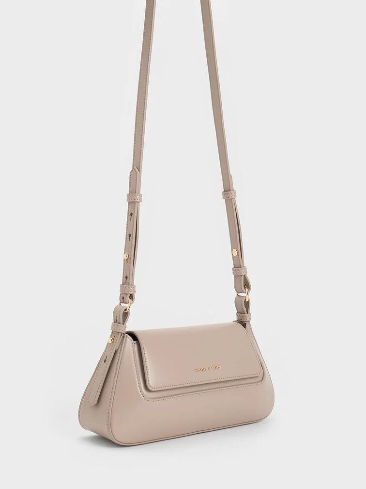 Túi Charles & Keith Olivia Trapeze Shoulder Bag Nữ Nâu