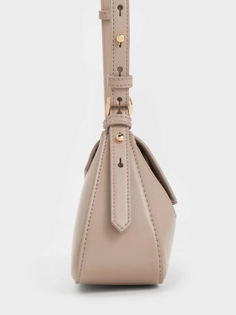 Túi Charles & Keith Olivia Trapeze Shoulder Bag Nữ Nâu