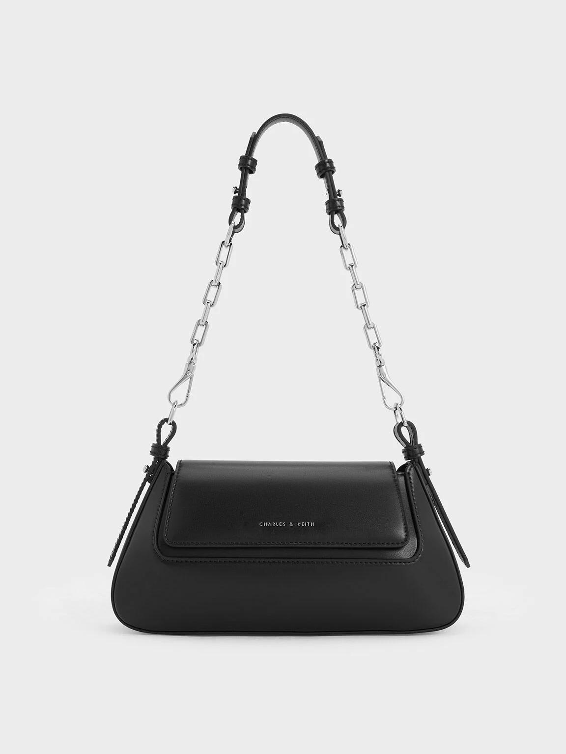 Túi Charles & Keith Olivia Trapeze Shoulder Bag Nữ Đen